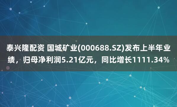 泰兴隆配资 国城矿业(000688.SZ)发布上半年业绩，归母净利润5.21亿元，同比增长1111.34%